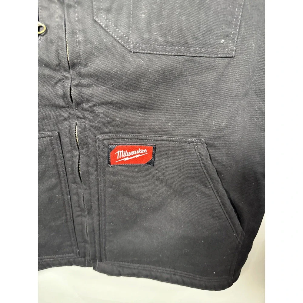 Milwaukee Workwear Black Sherpa Lined Canvas Vest Men's Size XL Full Zip Pockets - Picture 4 of 10